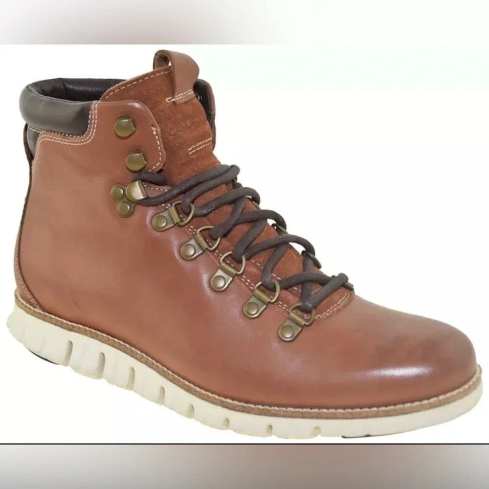 Cole Haan Men’s Brown and White Hiking Boots Fall,Waterproof Size 9M